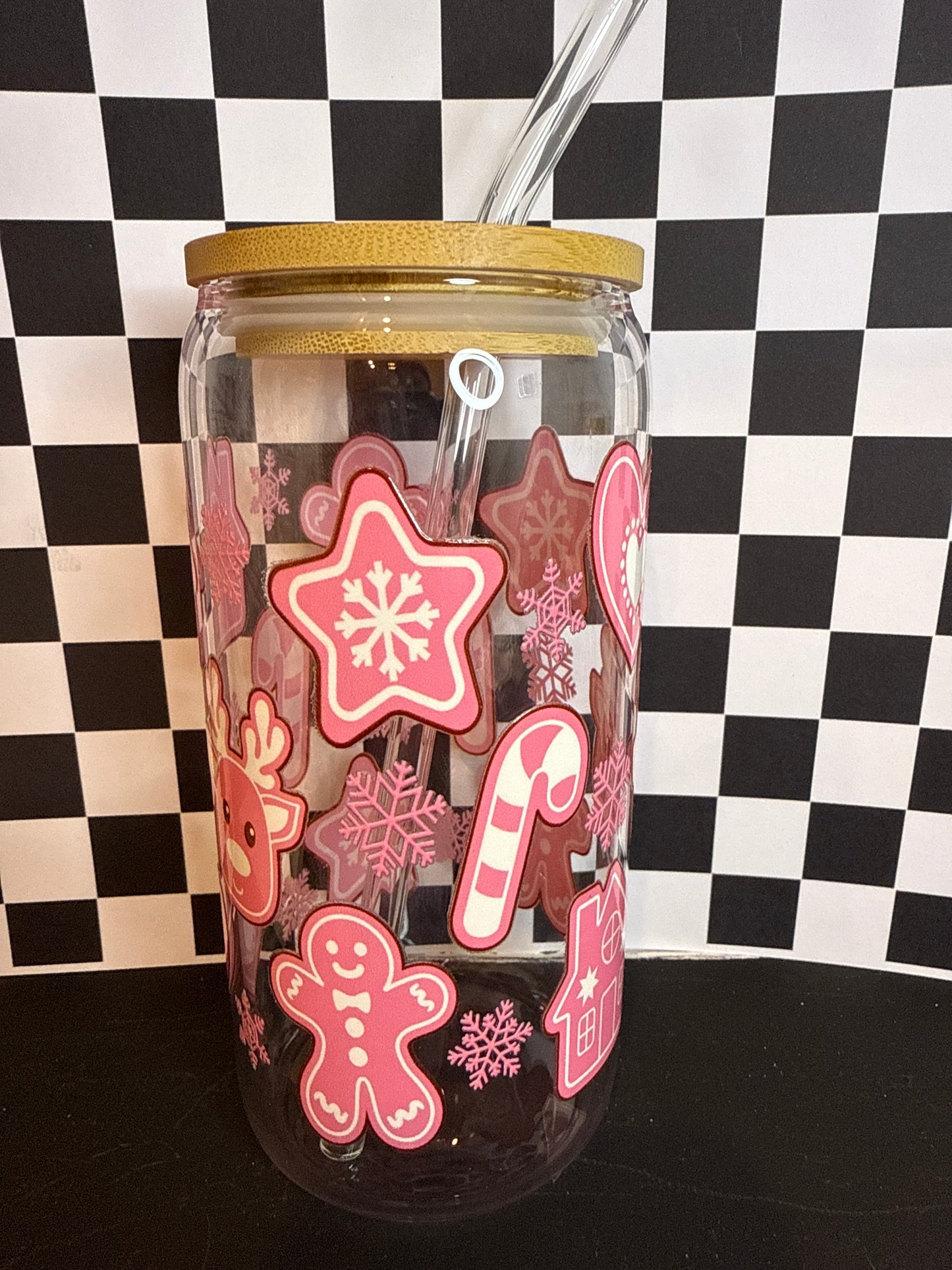 Girly Xmas - 16oz Glass Tumbler
