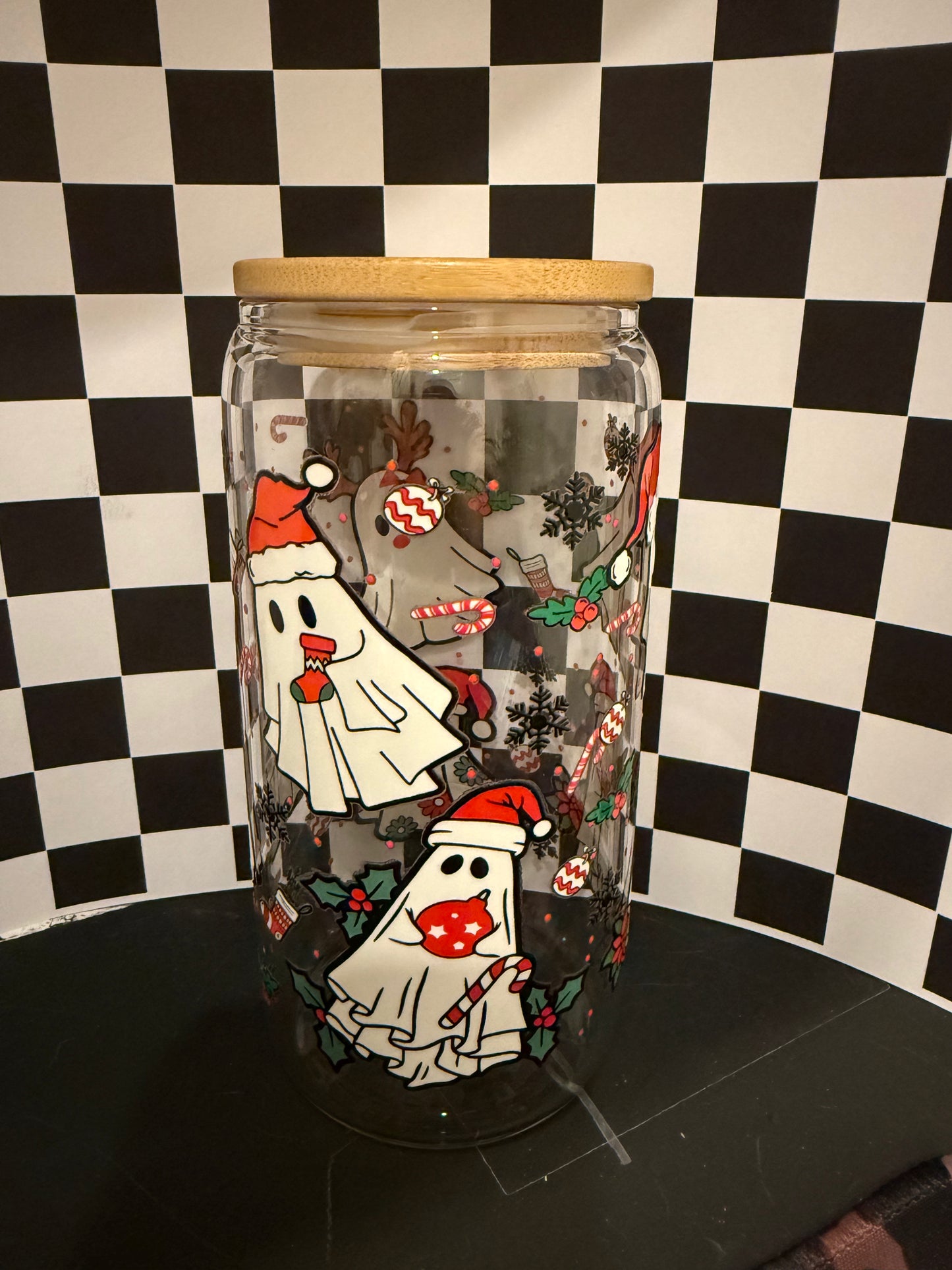 Little Xmas Ghosts - 16oz Glass Tumbler