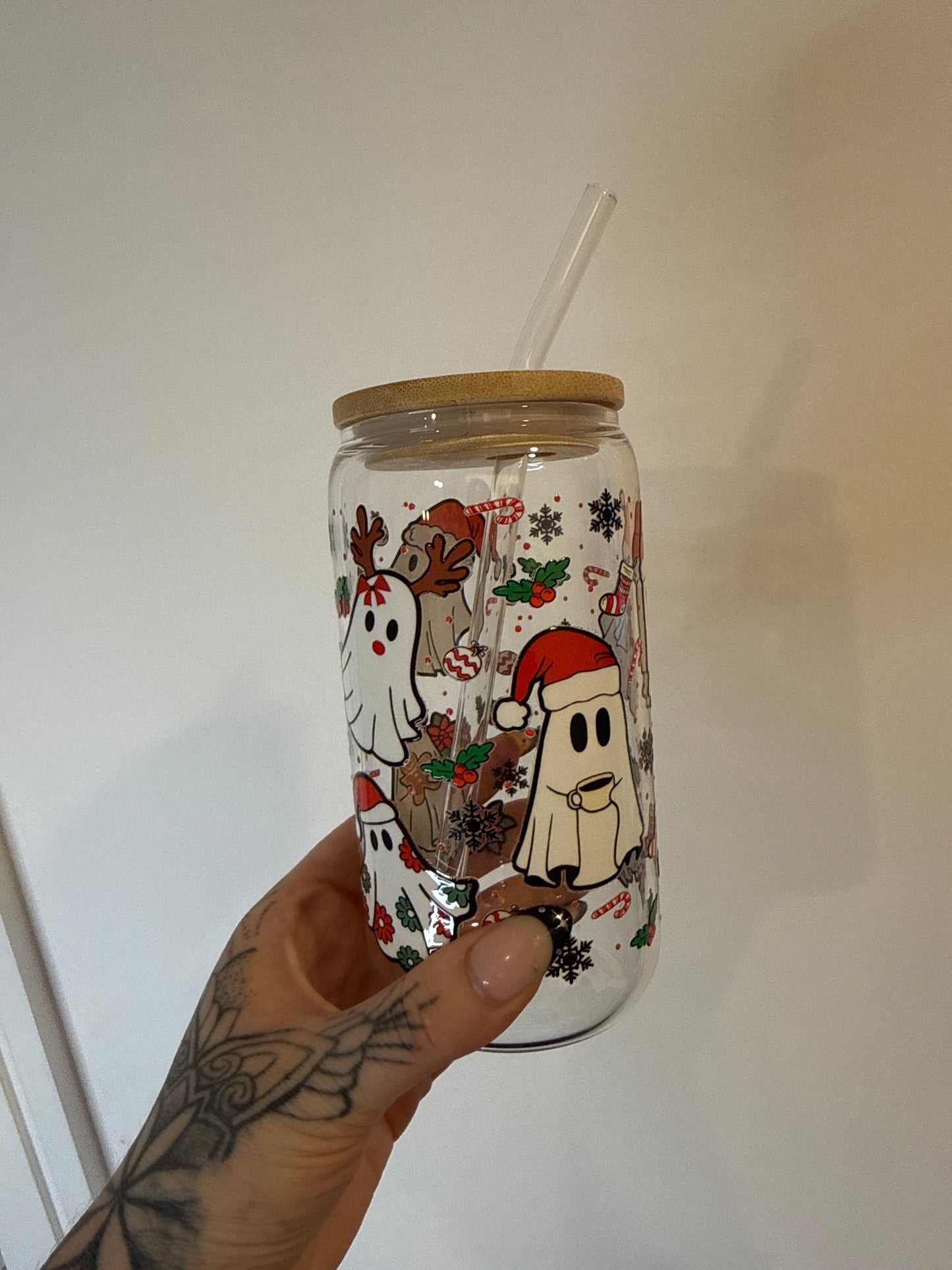 Little Xmas Ghosts - 16oz Glass Tumbler