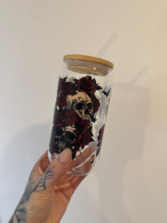 Skulls & Roses - 16oz Glass Tumbler
