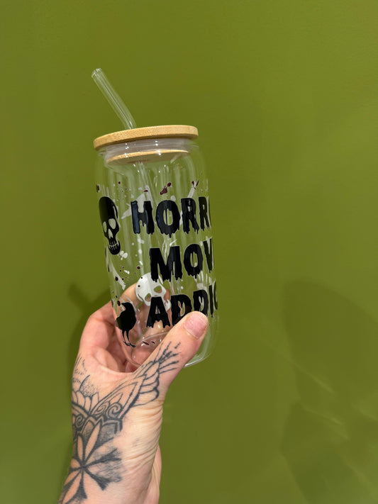 Horror Movie Addict - 16oz Glass Tumbler