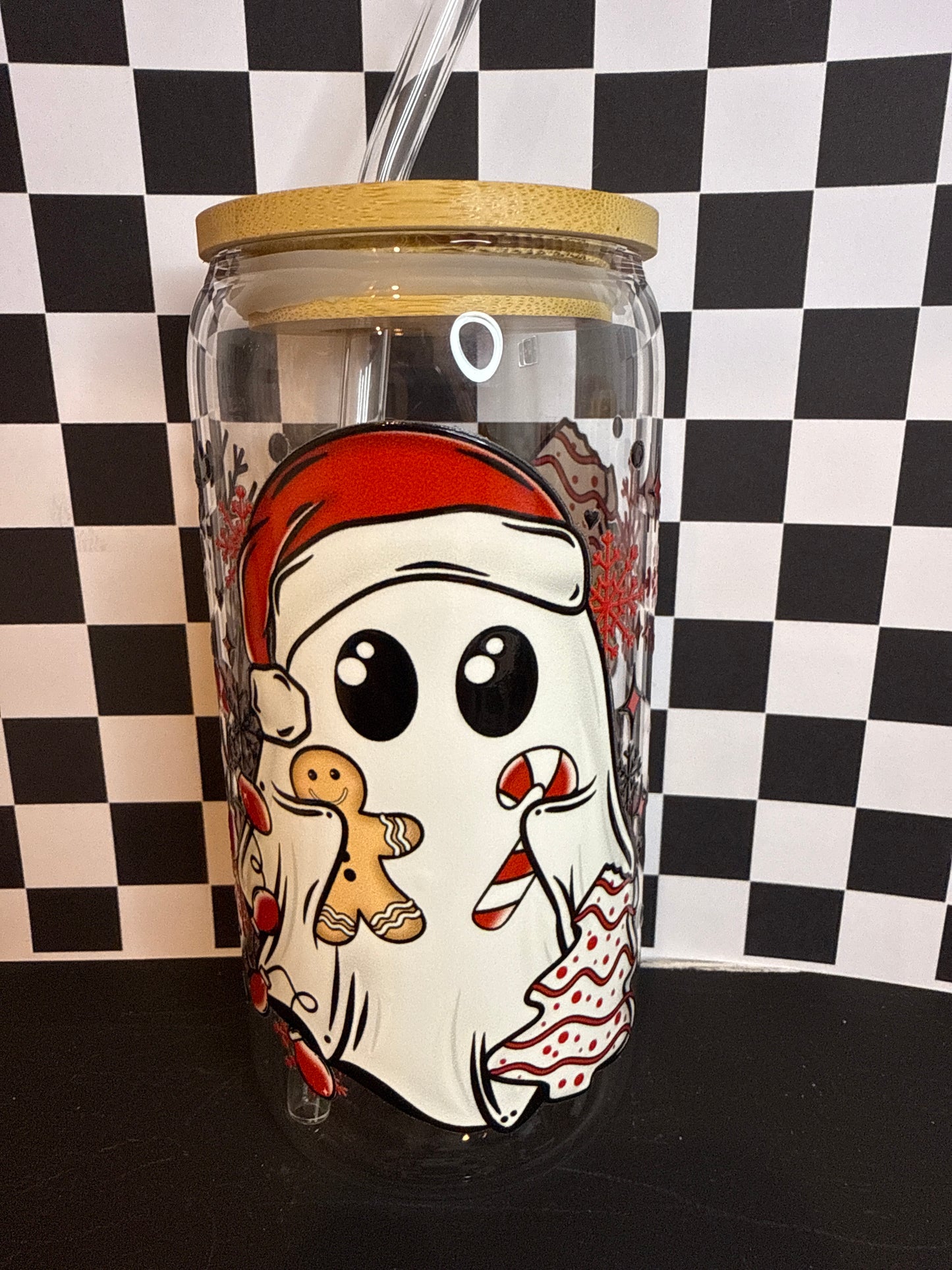 Christmas Ghost - 16oz Glass Tumbler