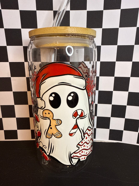 Christmas Ghost - 16oz Glass Tumbler