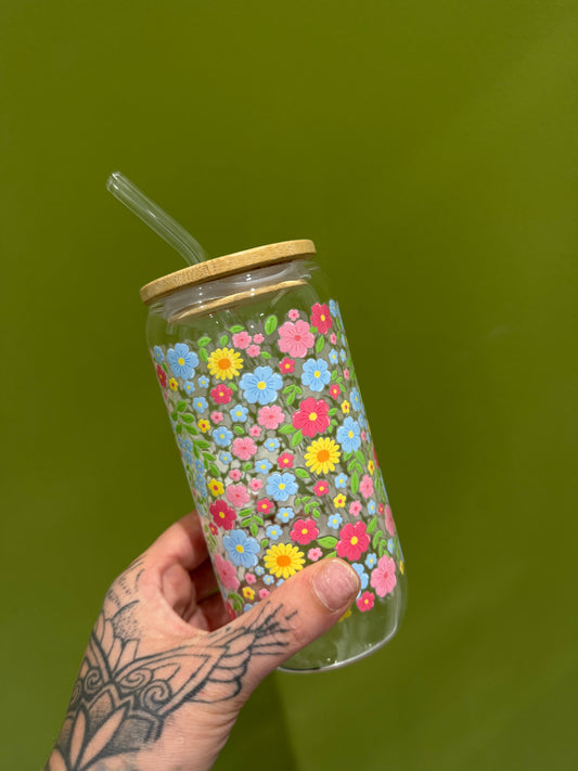 Floral - 16oz Glass Tumbler