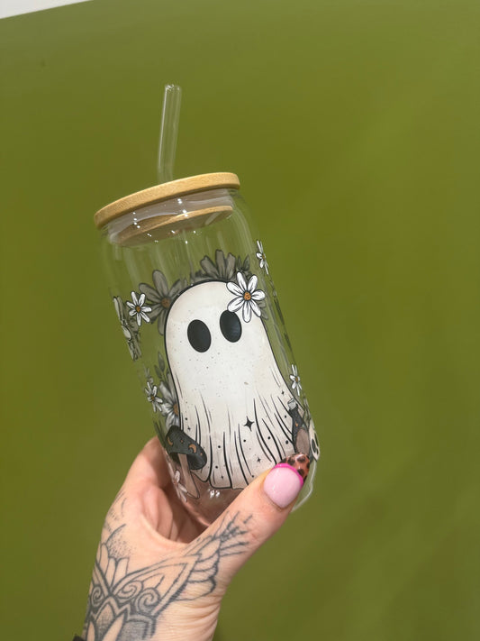 Daisy Ghosty - 16oz Glass Tumbler