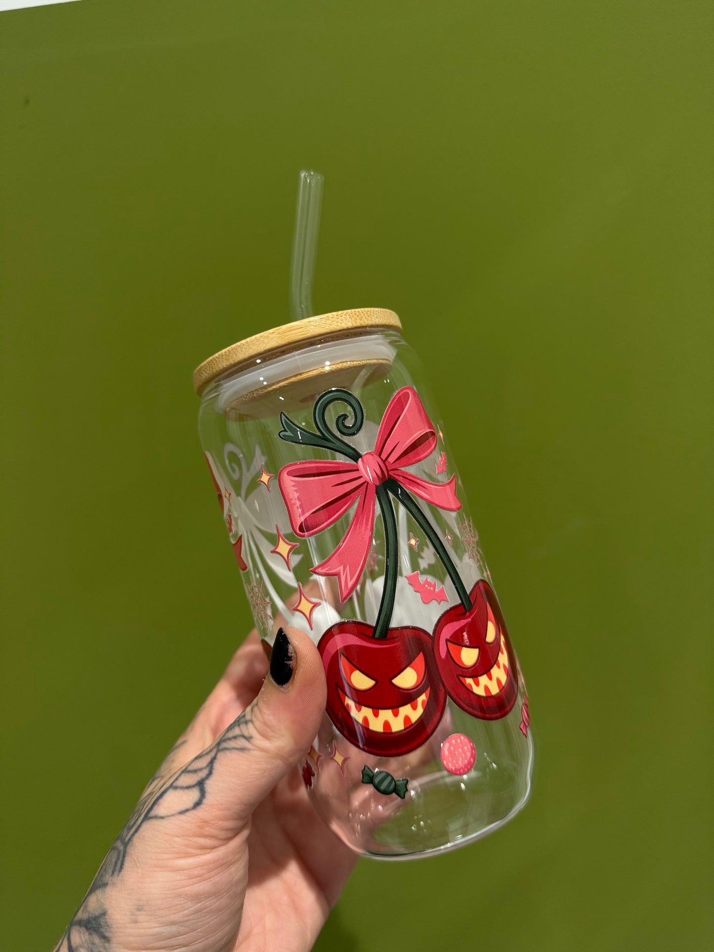 Cherry Pumpkins - 16oz Glass Tumbler