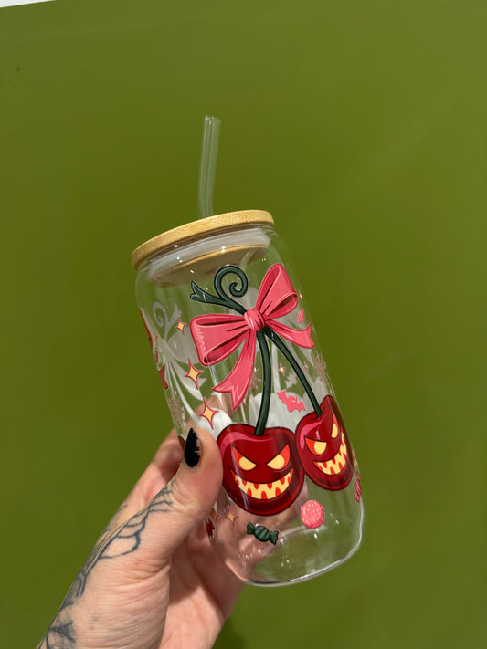 Cherry Pumpkins - 16oz Glass Tumbler