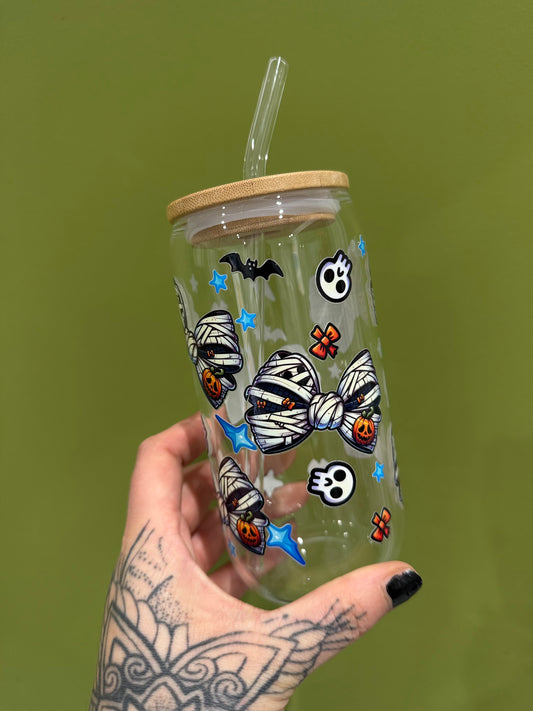 Halloween Bows - 16oz Glass Tumbler