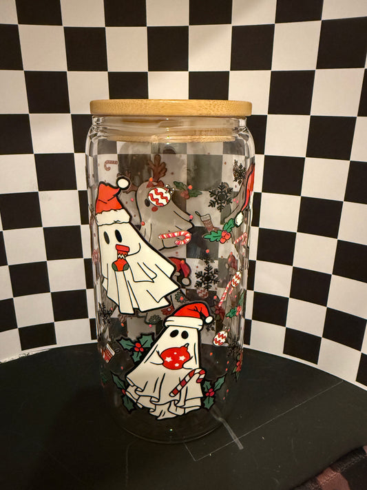 Little Xmas Ghosts - 16oz Glass Tumbler