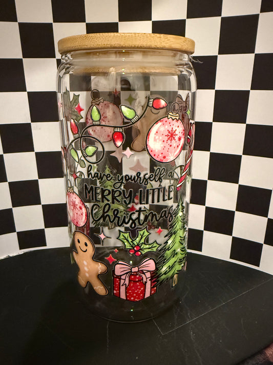 Merry Little Christmas - 16oz Glass Tumbler