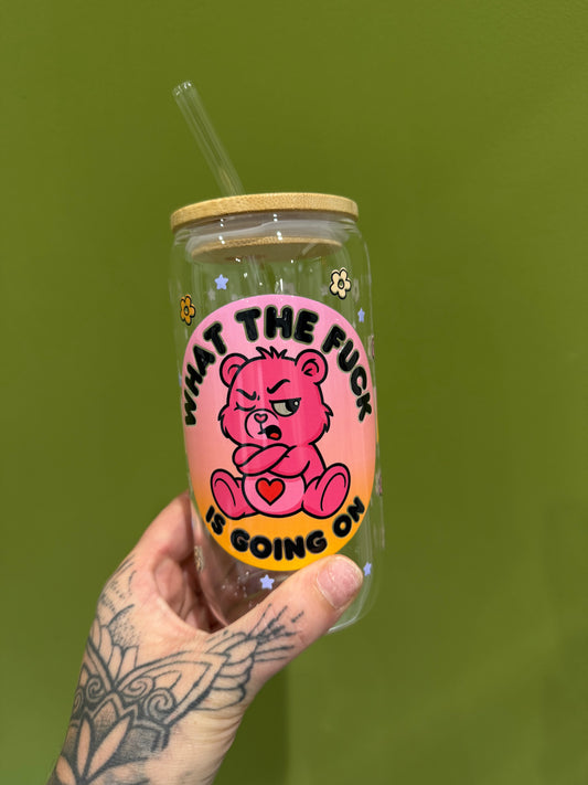 WTF is going on - 16oz Glass Tumbler